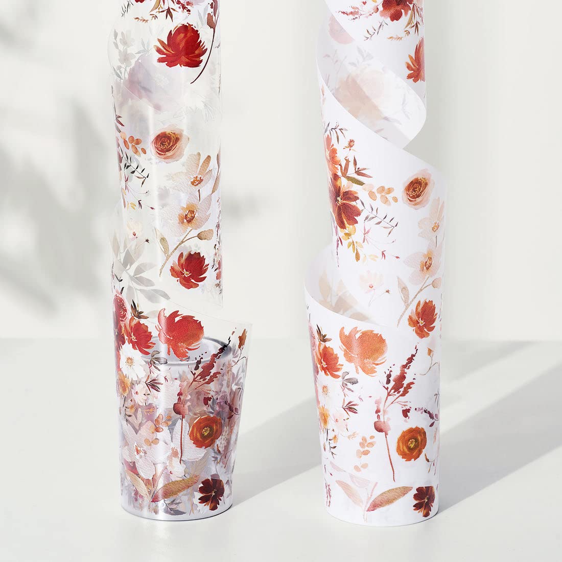 WT Copper Wide Washi Tape for Journaling, Scrapbooking, and DIY Crafts, Autumn Watercolor Floral Decorative Masking Tape, 60mm Width, 5m Length (One Roll)