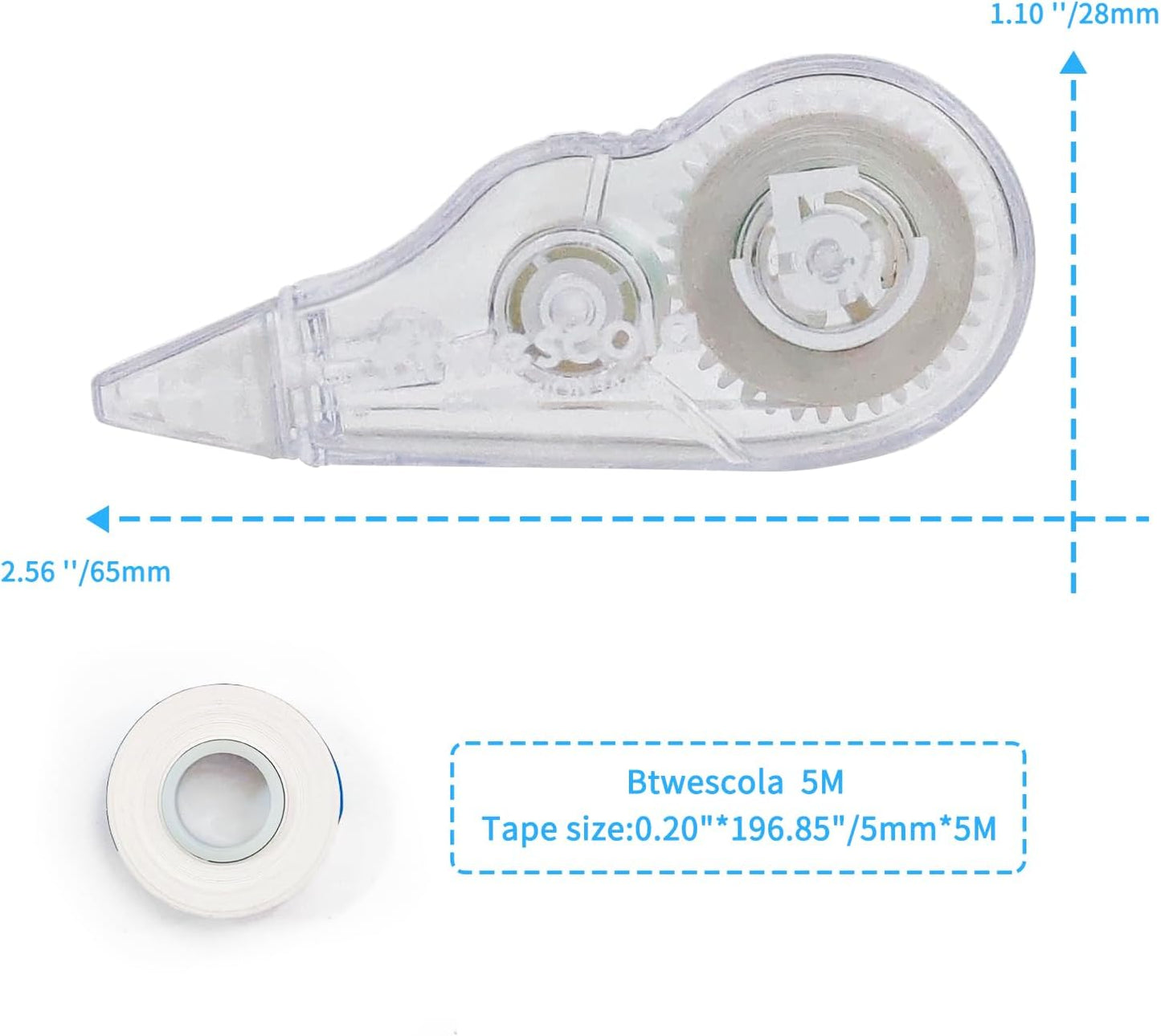 Correction Tape, 16.4FT EZ Tear-resistant Correction Tape, Easy To Use Applicator for Instant Correction Without Drying Time (10pcs/set)