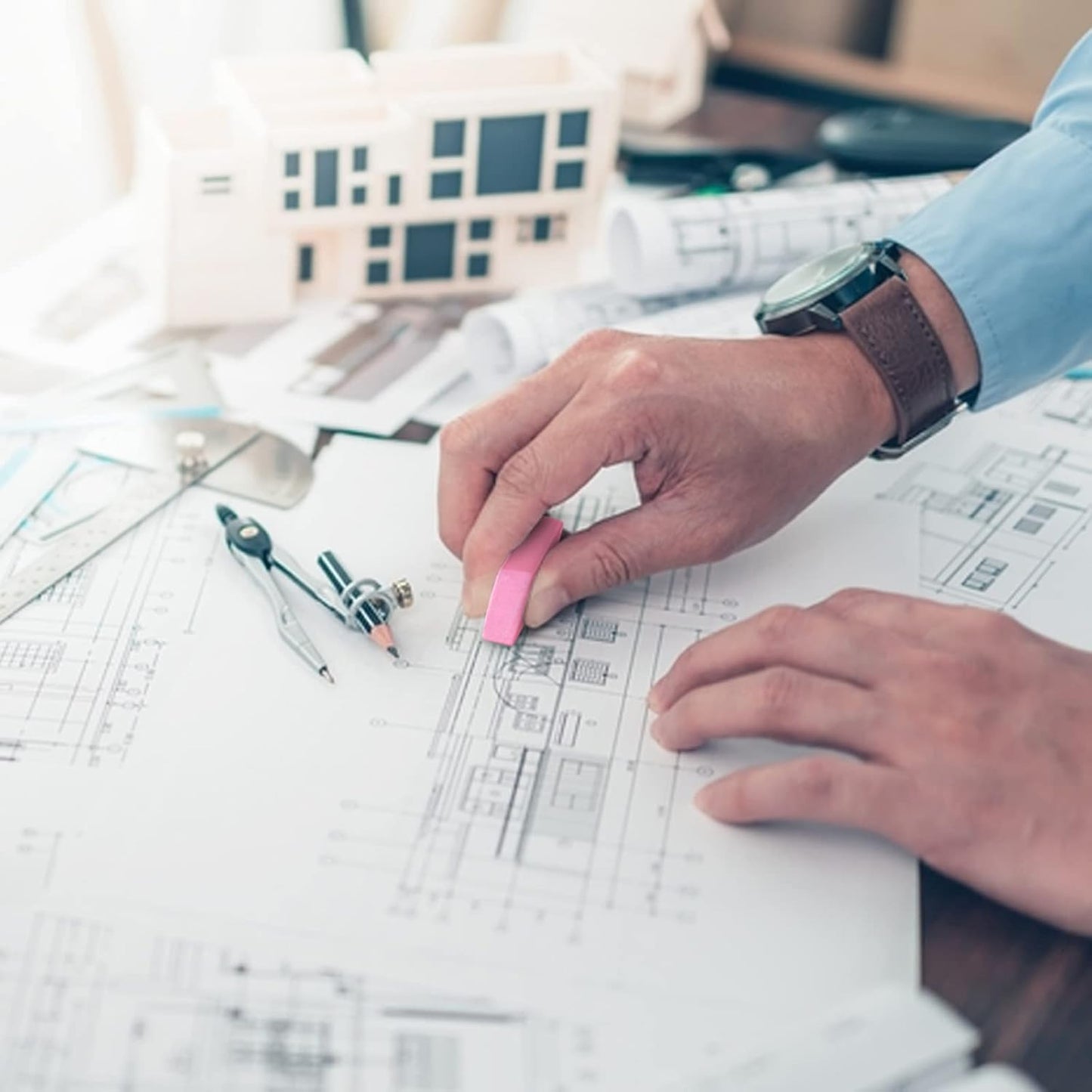 Pink Erasers, 40 Count, Latex Free Eraser for Kids, Square Eraser, Erasers Bulk for School Supplies, Art, and Office Use