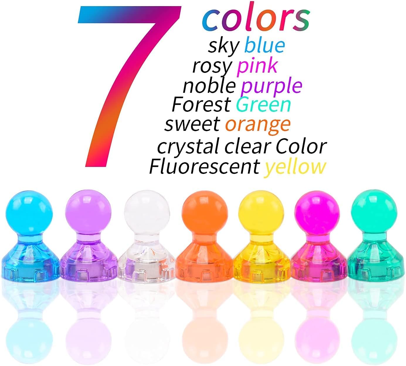 60Pcs Push Pin Magnets, Small Strong Refrigerator Magnets for Whiteboard, Funny Cute Decorative Fridge Magnet, for Locker School Classroom Calendar Kitchen Office Dry Erase Board Map Magnetic Push Pin