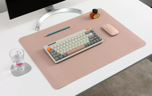 Dual-Sided Leather Desk Pad,Blotter for Laptop Computer,Mouse Pad,Writing,Drawing,Arts and Craft Mat (17"x24", Pink/Silver)