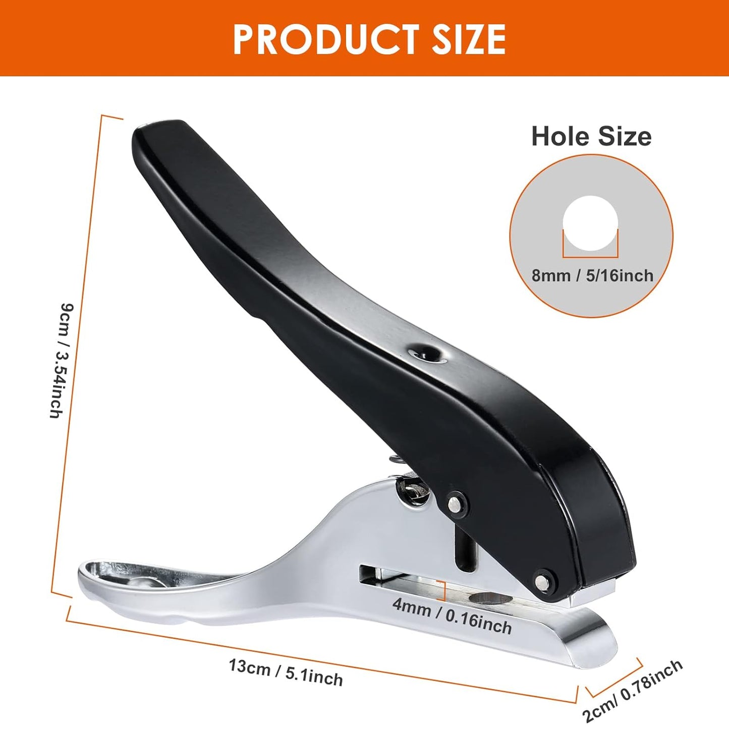 Hole Punch 5/16 inch-8mm Single Hole Punch,Heavy Duty Hole Puncher Single,Paper Punch Portable Hand Held Long Hole Puncher for Paper Cards Plastic Cardboard
