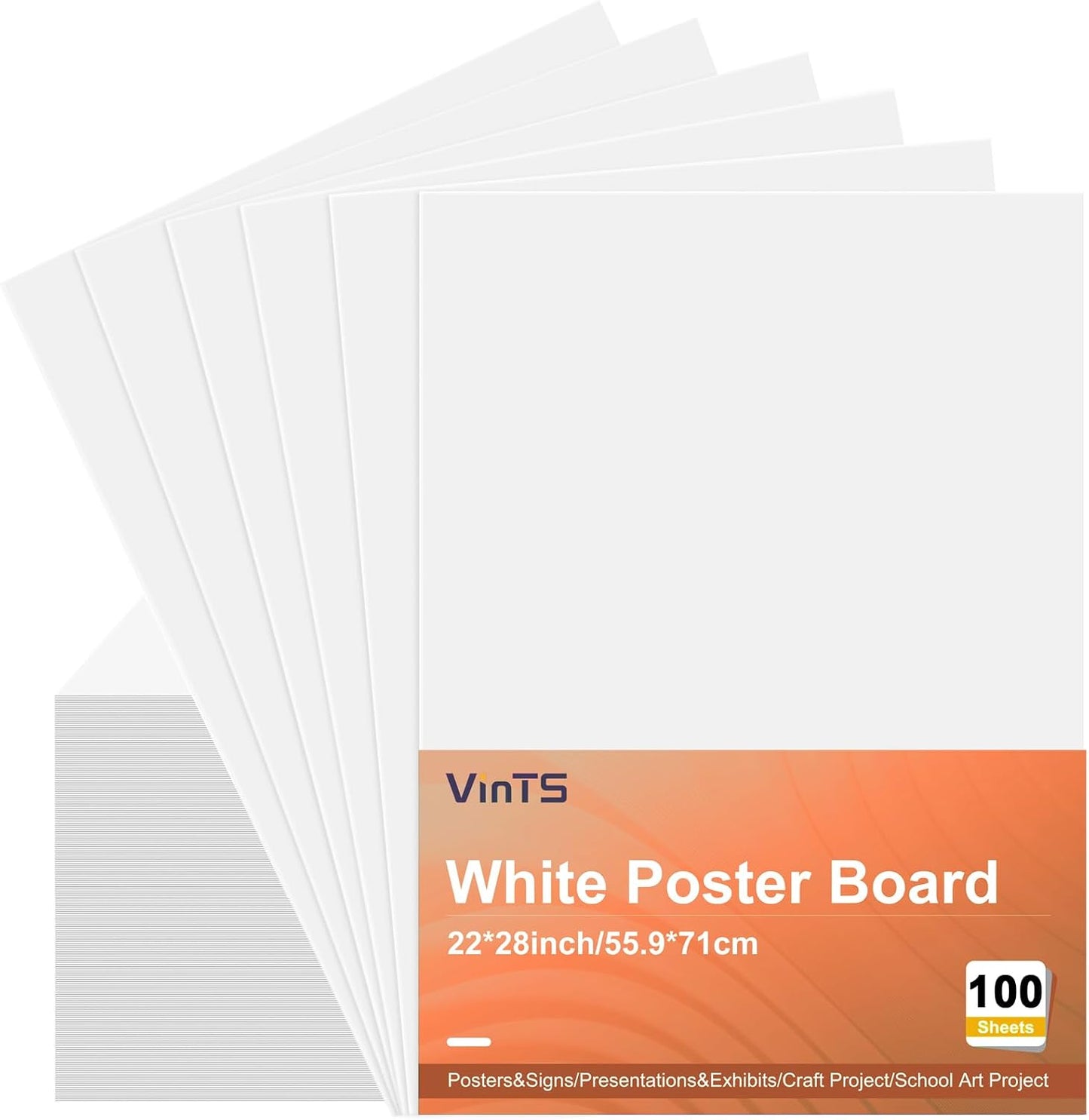 VinTS 22x28 White Poster Board, 100PCS Poster Paper,2 Side Glossy & Matte Thickness Poster Board Bulk for School Arts,Vision, Science Fair(Pack of 100)