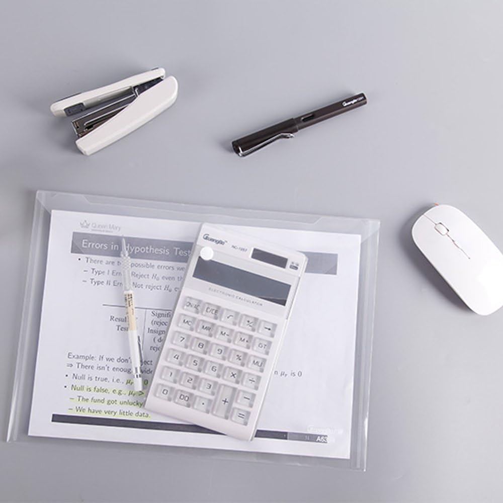 EOOUT 30pcs Plastic Envelopes, Clear Reusable Poly Envelope Waterproof File Folder with Snap Button, US Letter, A4 Size, for School Office Supplies