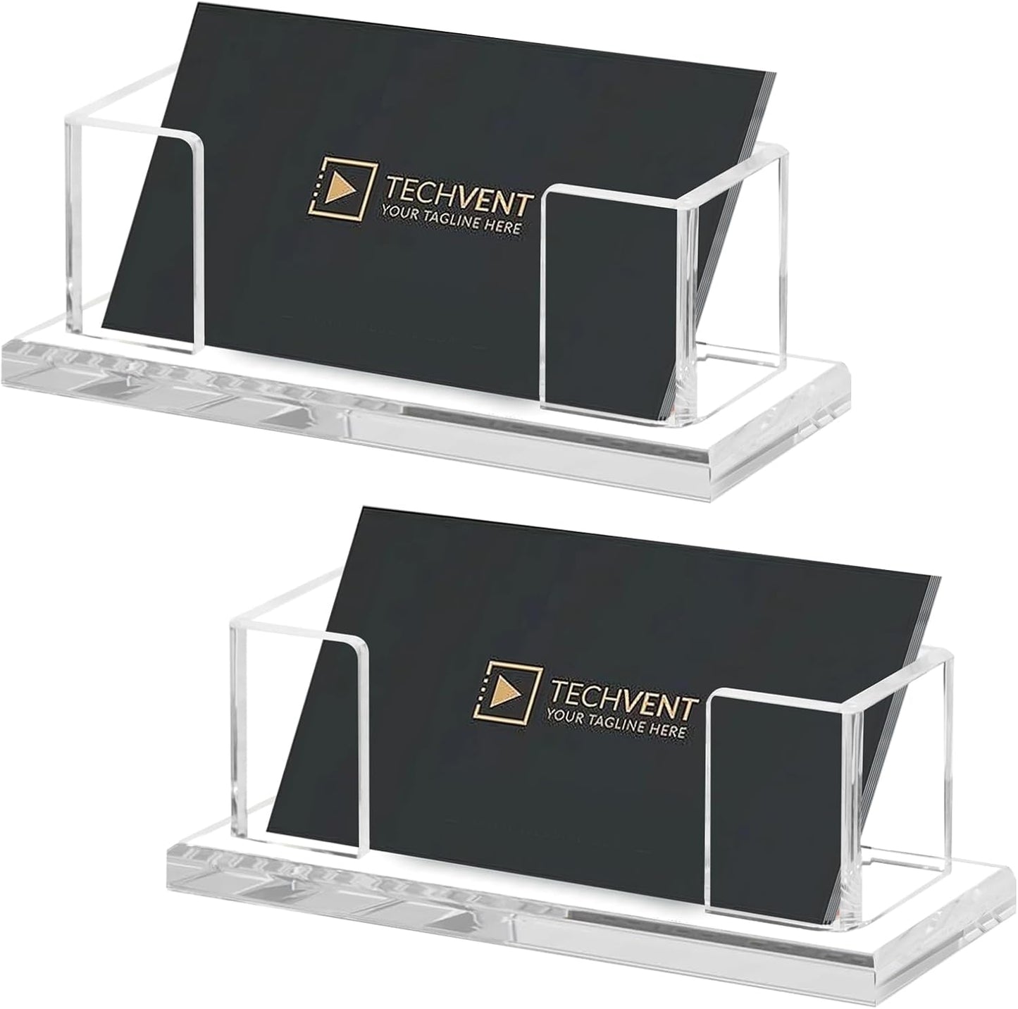 Weiai Acrylic Business Card Holder Stand for Desk, 2 Pieces Modern Clear Base Business Card Organizer Display