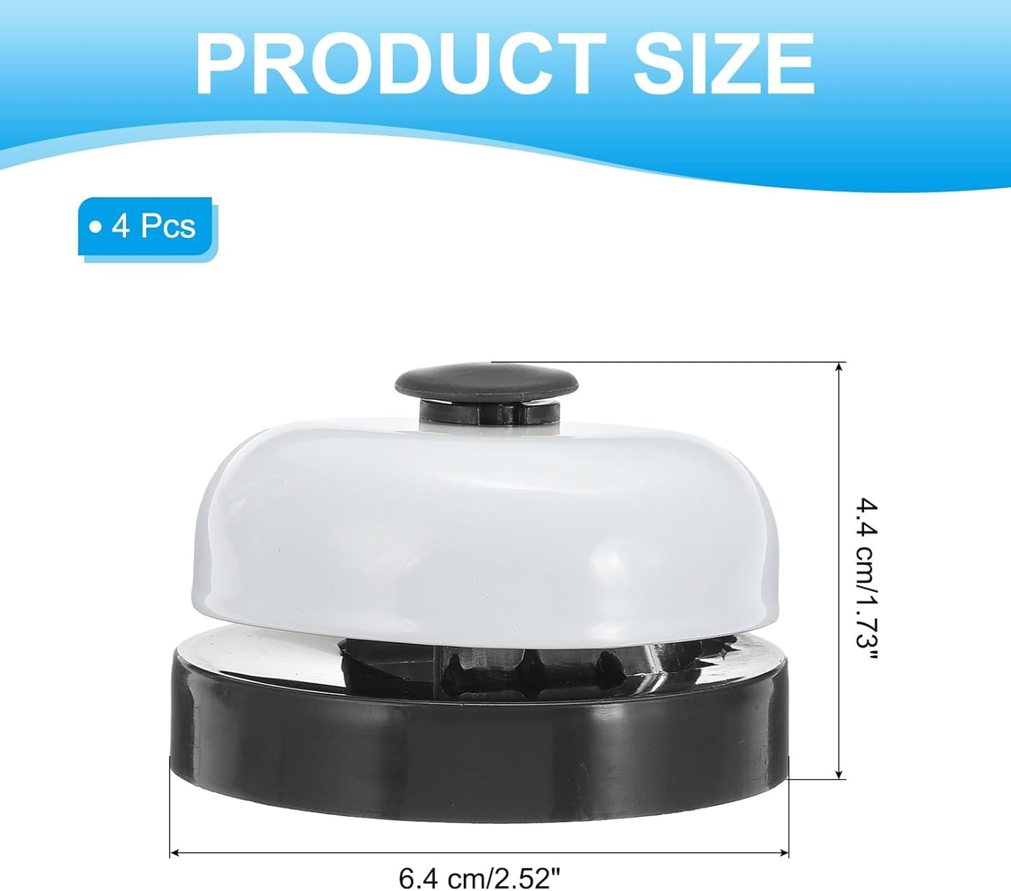 PATIKIL 4 Pcs Desk Call Bell 2.5" Dia with Metal Anti-Rust Construction Black/White