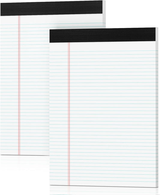 Legal Pads 8.5 x 11 White Note Pads 2 Pack - Double-Sided Printing & Perforated College Ruled Sheets - 30 Sheets Premium Thick Paper, No Ink Bleeding - Good for Office Supplies, Homework, Notes