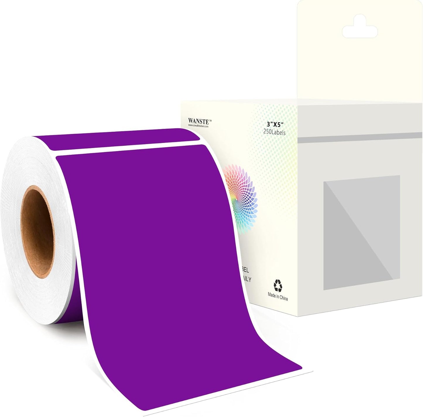 3 x 5 Inch 250Pcs Rectangle Color Coding Stickers,Strong Adhesion Easy to Write Label for Moving,Box Organization,Inventory,Business,Purple