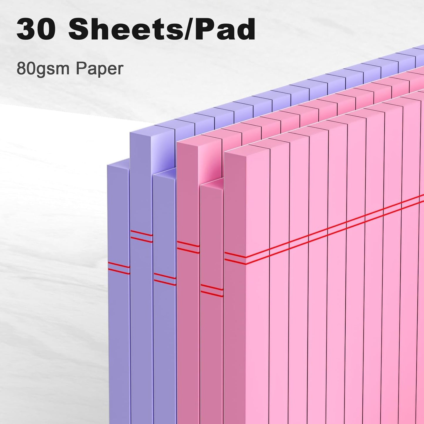 Pink Purple Small Legal Pad 5 x 8 College Ruled Color Legal Pads Paper Notepads 6 Pack Sturdy Back Writing Pads 5 x 8 Note Pads Perforated Narrow Ruled Pads of Paper
