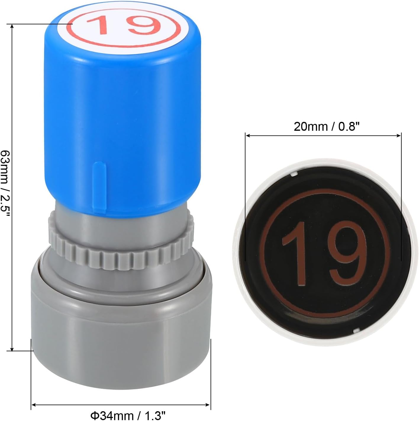 PATIKIL Number Stamps Self Inking, Numeral 19 Number Stamp Teacher Stamp Initial Stamp Ink Stamp for Class Notebook Scrapbooking DIY Craft Style 2, Red Ink