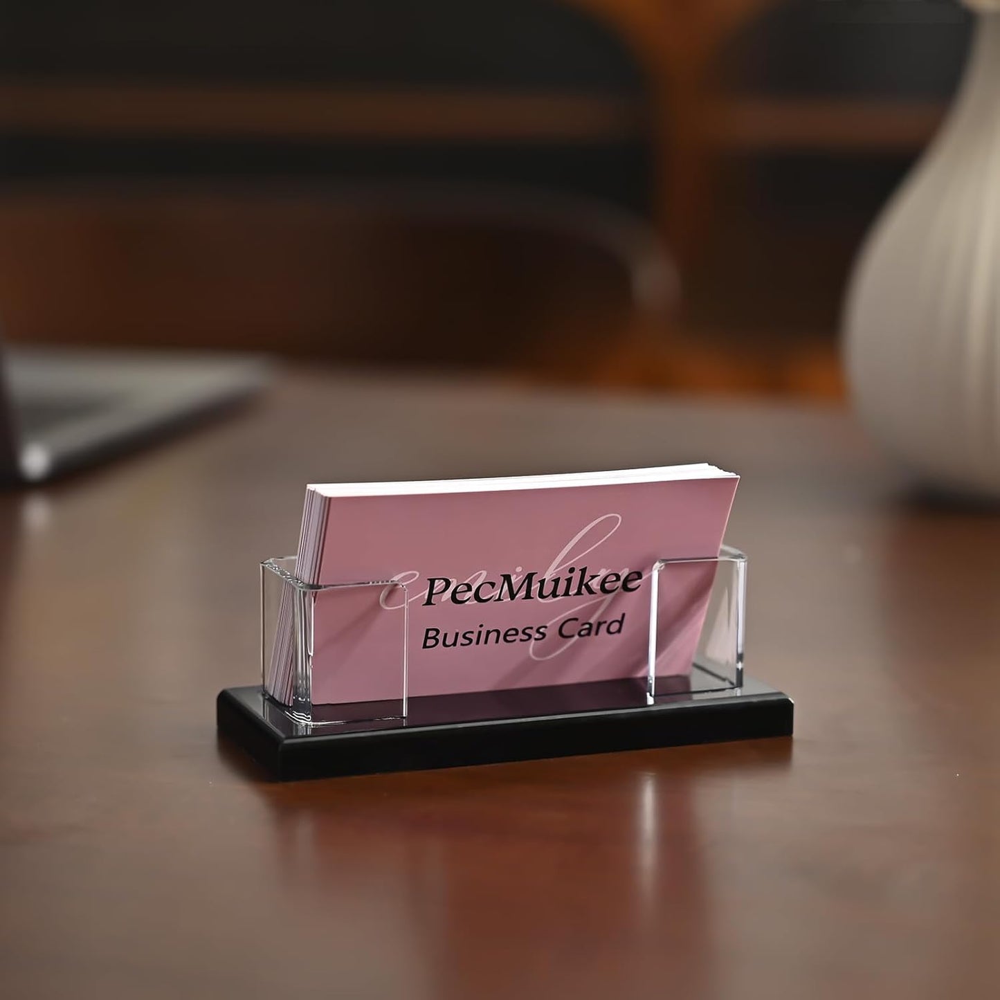 PecMuikee Business Card Holder for Desk，Acrylic Business Card Display Stand,Multiple Business Card Holders for Office, Exhibition, Home, Restaurant 1Slot 2 Pcs