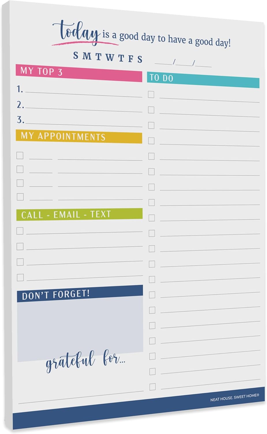 Neat House Sweet Home To Do List Notepad, Daily Planner Organizer for Work, Teacher Checklist, Student Organizer