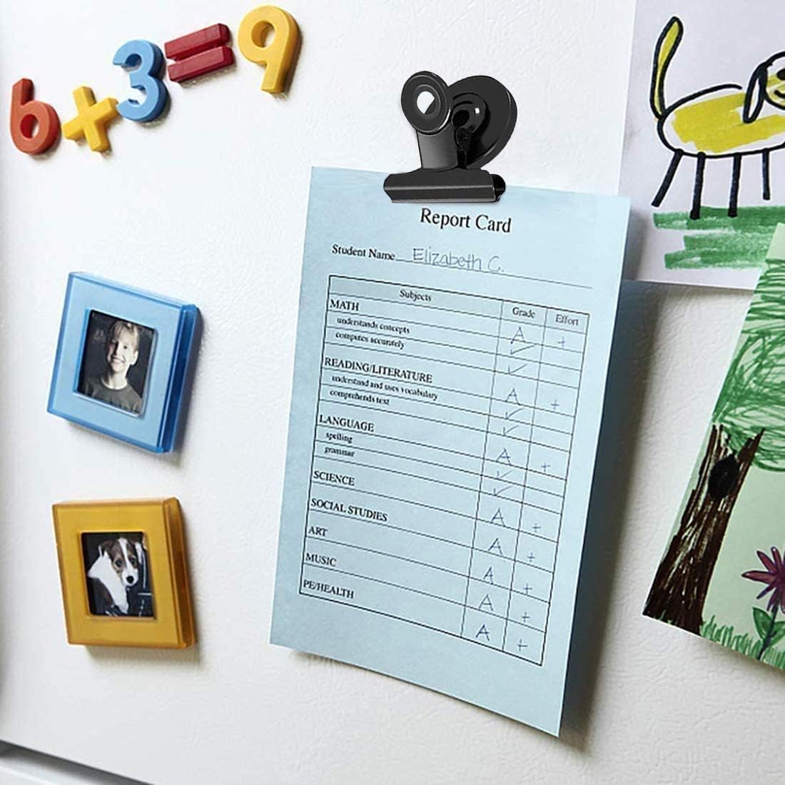 VNDUEEY 500 Pack Black Fridge Magnets Refrigerator Magnets, Magnetic Clips Heavy Duty, Magnetic Paper Clip Holder, Detailed Locker List Display Paper Fasteners on Home, Office, Teaching