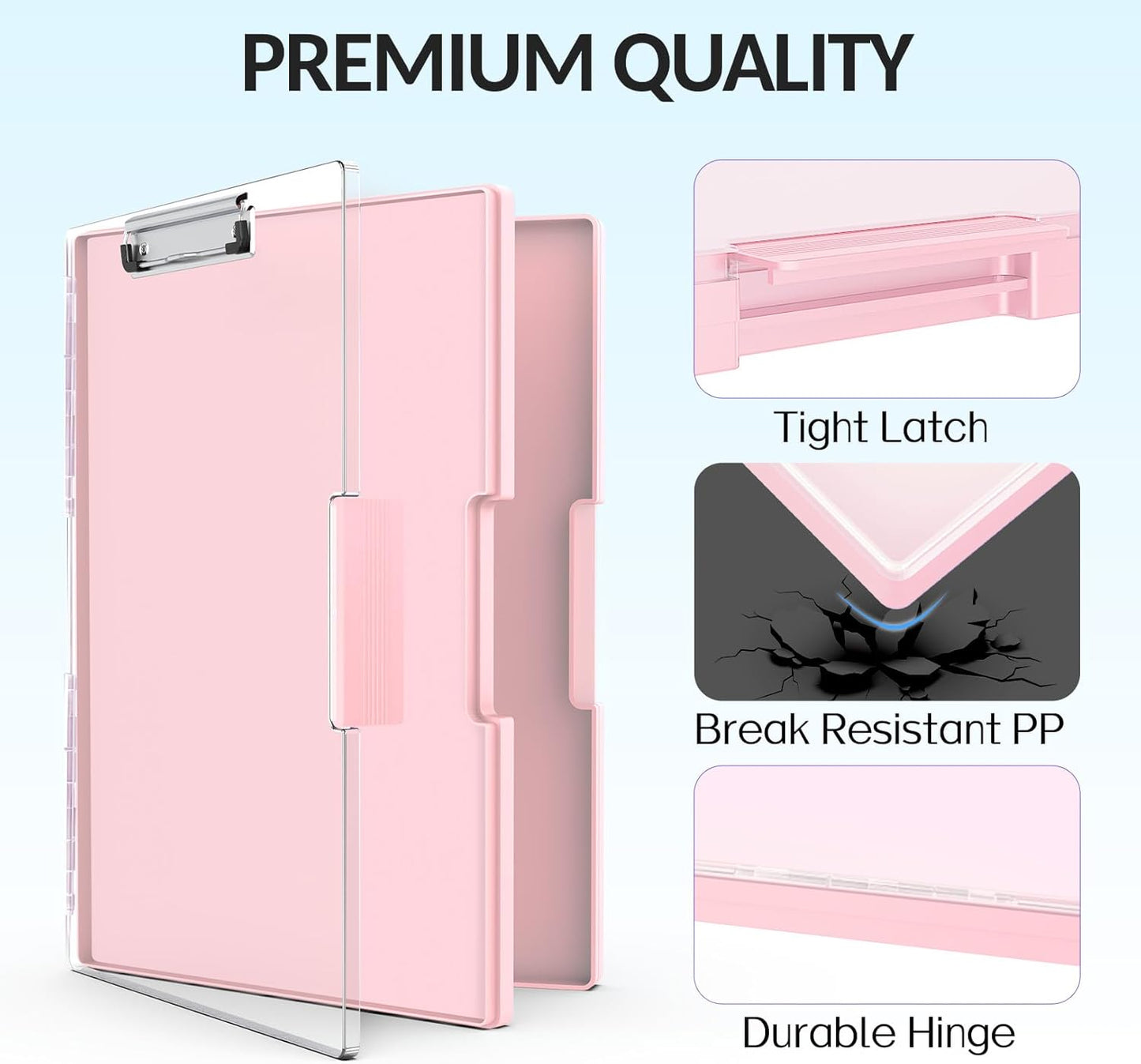 Sooez Clipboard with Storage, Heavy Duty Cleaview Clip Boards 8.5x11 with Dual Storage, Dry Erase Plastic Nursing Clipboard, High Capacity Clipboards Folder for Teacher Nurse, School & Office Supplies