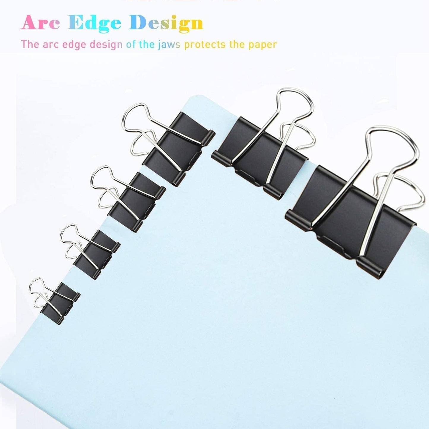 Medium Binder Clips, 144 Pack, 1-1/4 Inch, Black, Standard 32mm, Capacity 0.6 Inch, Metal Paper Clips, Office Clips, Fold Clamp, Office and School Supplies