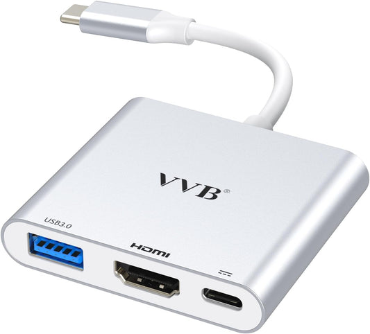 USB C to HDMI Adapter,USB-C Adapter Hub with 4K HDMI,USB3.0,Type C PD Charge Port 4K Multiport Digital AV Converter for iPad Pro/air,MacBook Pro/air,Tablet,Switch and More USBC Device