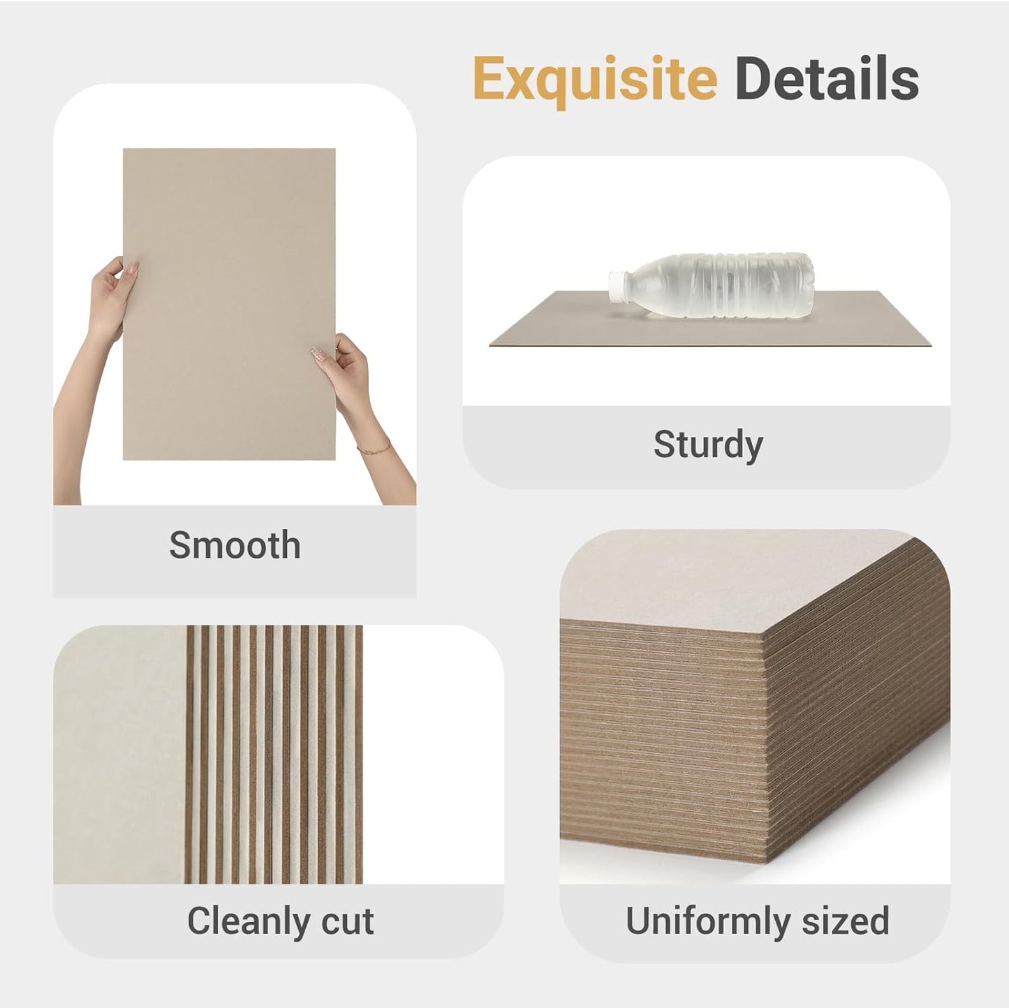 25 Pcs Book Board, Binder Board, Cover Board, Heavy Duty Chipboard for Book Binding, DIY Cardboard (Gray, 10 x 12.5 Inch 100PT)