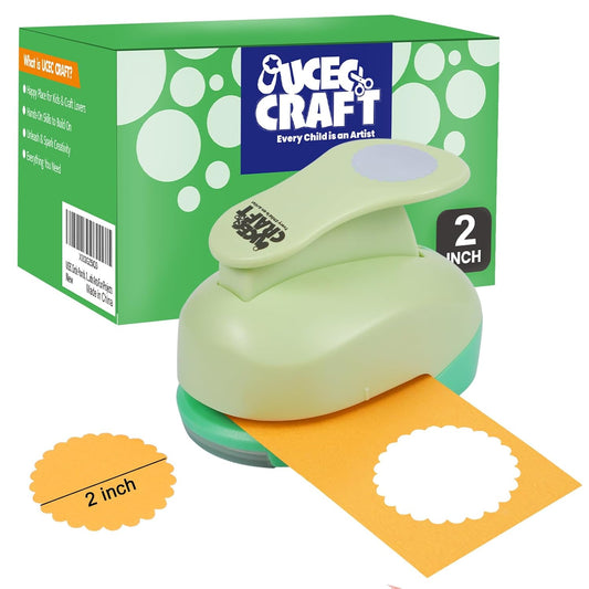 UCEC 2 inch Scallop Circle Punch, Circle Ware Punch, Craft Lever Puncher, DIY Handmade Paper Punches for Paper Crafting Scrapbooking Cards Arts
