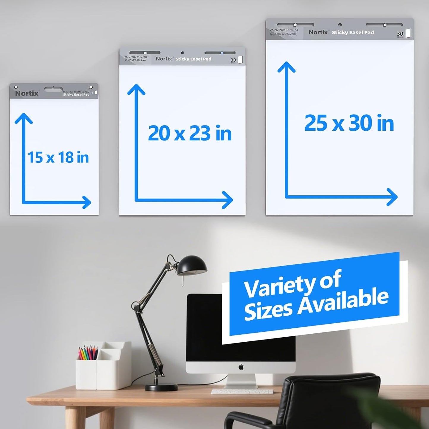 Nortix Flip Chart Paper, Sticky Easel Pads, Chart Paper for Teachers,Super Adhesive & Bleed-Resistant, Mini Self-Stick Easel Paper for Classroom/Office, 15 x18 inch, 30 Sheets/Pad, 4 Pads