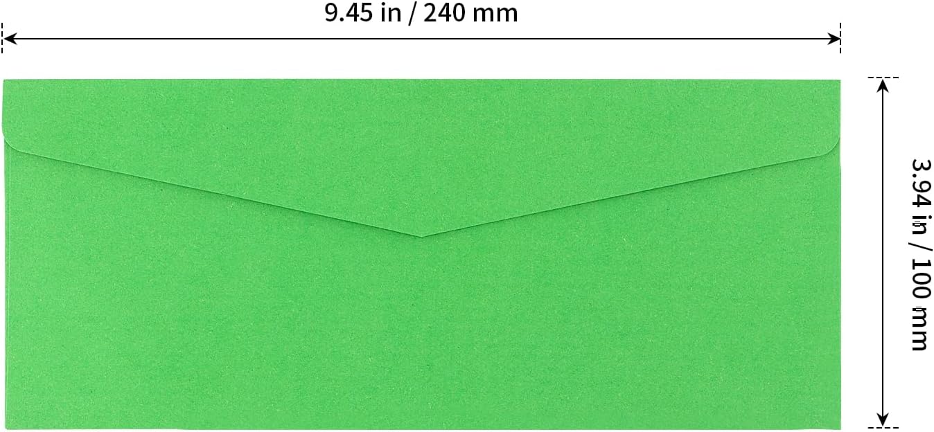 SHEUTSAN 500 Pack 9.5 x 4 Inch Green envelopes, Greeting Card Envelopes, Standard V Flap Business Mailing Envelopes for Greeting Cards, Invitations, Mailing