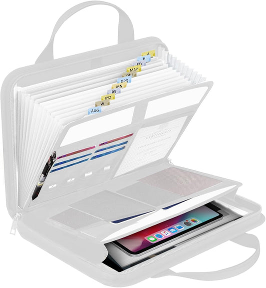 File Organizer Fireproof Expanding Accordion File Folder with Zipper Labels13 Pockets Document Organizer Holder Storage Box Bag for Business Office Receipt Home Travel