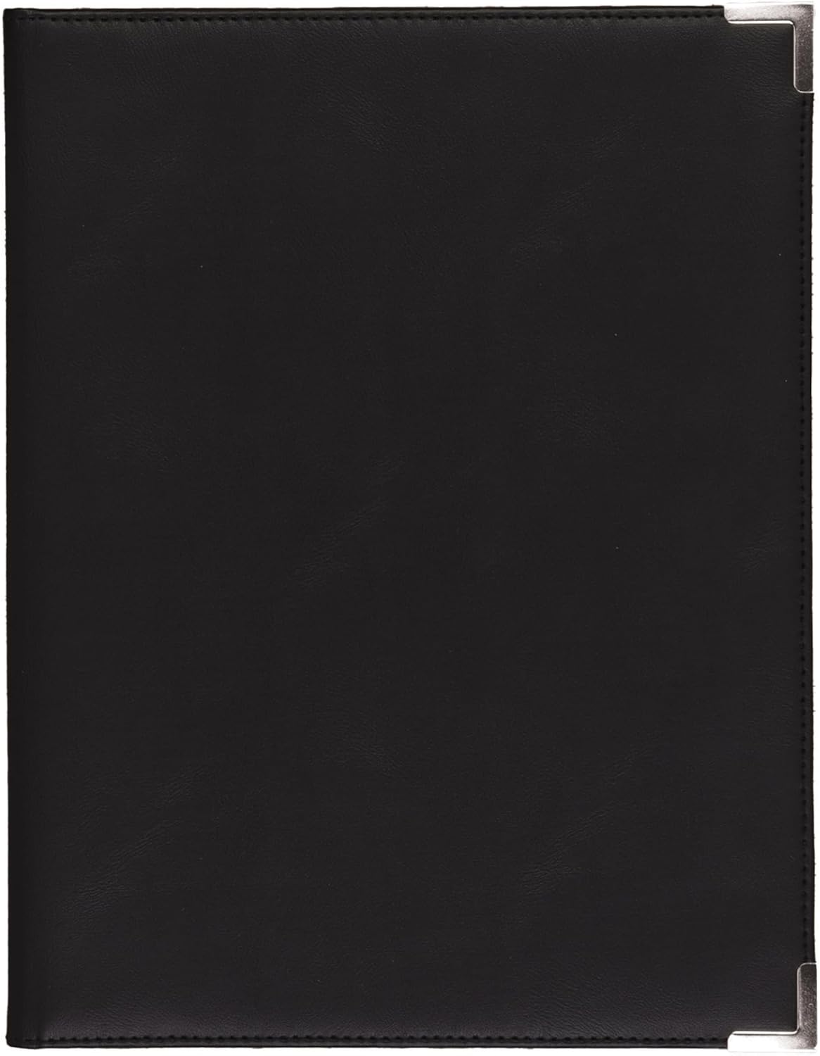 Samsill Classic Collection Business Portfolio - Executive Padfolio for Resume & Document Organizer - 8.5 by 11-Inch Legal Pad, Faux Leather with Brass Corners (Black)