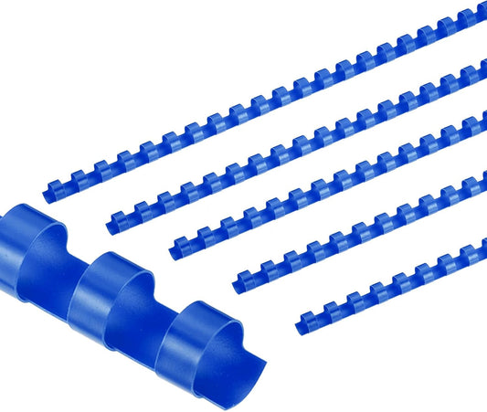 PATIKIL 10mm (3/8") Plastic Binding Combs, 100 Pcs 21 Rings Comb Binding Spines 60 Sheet Capacity Letter Size for Binding Paper Sheets, Blue