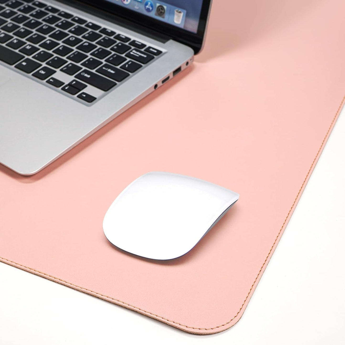 AFIING Dual-Sided Desk Pad, Natural Cork & PU Leather, Desk Mat Protector Non-Slip, Waterproof, Easy Clean,Large Mouse mats for Office and Home Work(Pink, 31.5"x17")