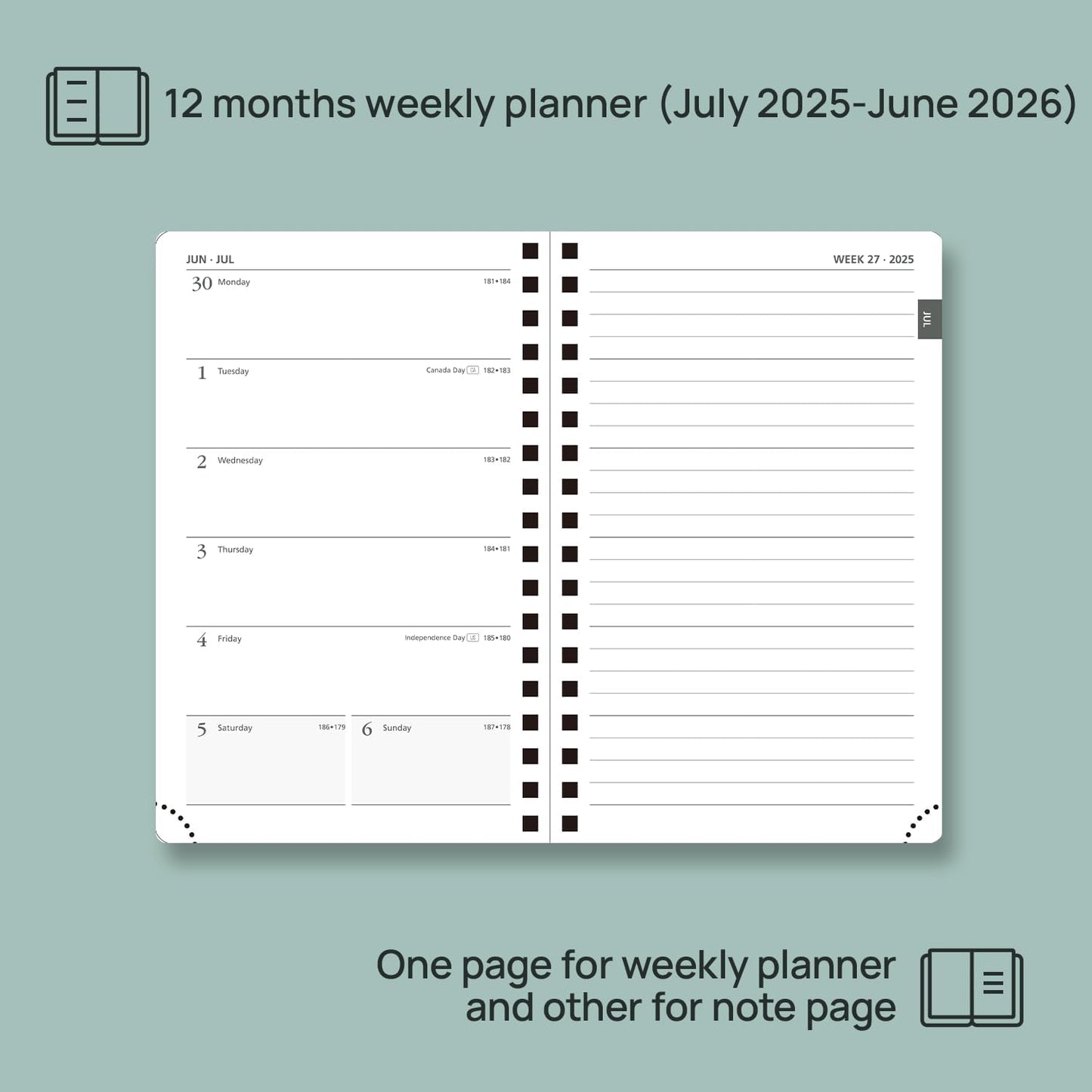 POPRUN Planner 2025-2026 Weekly Notebook (Pocket Size 4''x 6.25''), Small Academic Calendar for Purse with Spiral Soft Cover, Plastic Ruler, Inner Pocket, 100 GSM - Royal Blue
