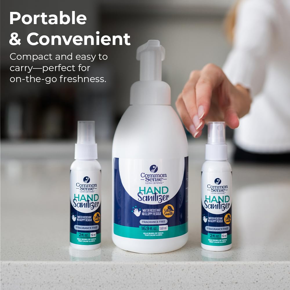 Common Sense Hand Sanitizer: Long Lasting Natural and Moisturizing, Quick Drying Foaming Formula, Mini Pump Bottle 16.9 Fl oz for Home & Office Use