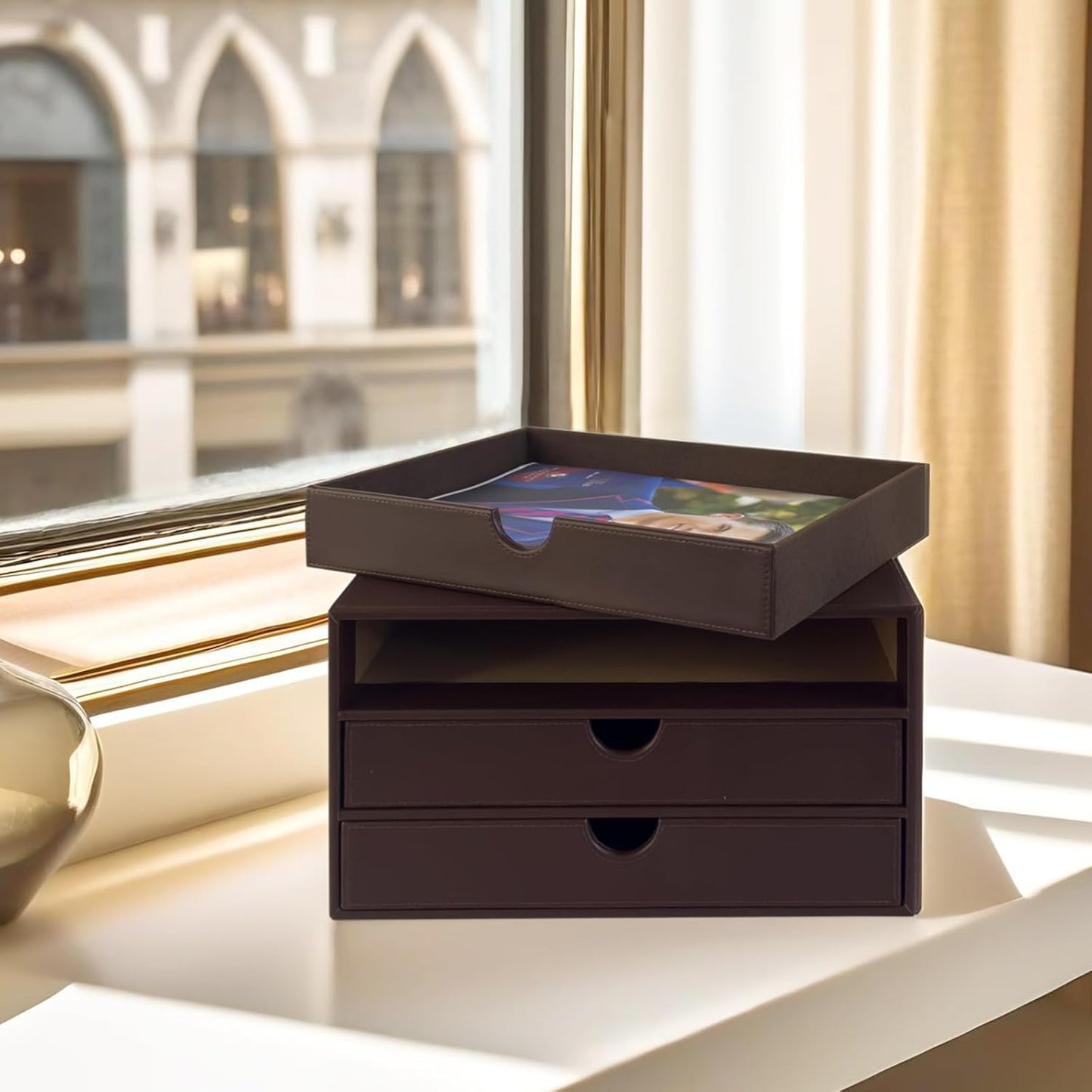 UnionBasic Document Organizer, 3-Drawer File Cabinet Document Storage Box, Office Desktop Filing Organizer, Port Royale