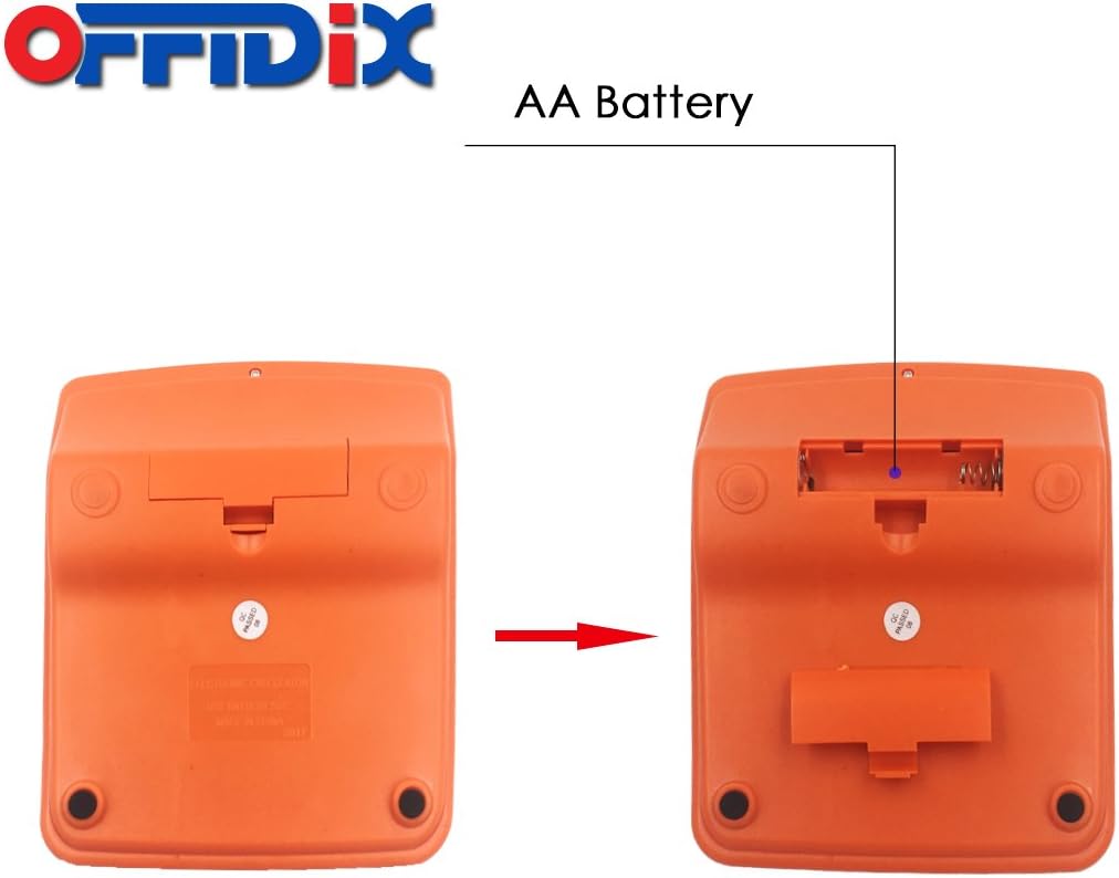 OFFIDIX Office Desktop Calculator, Solar and Battery Dual Power Electronic Calculator Portable 12 Digit Large LCD Display Calculator, Orange