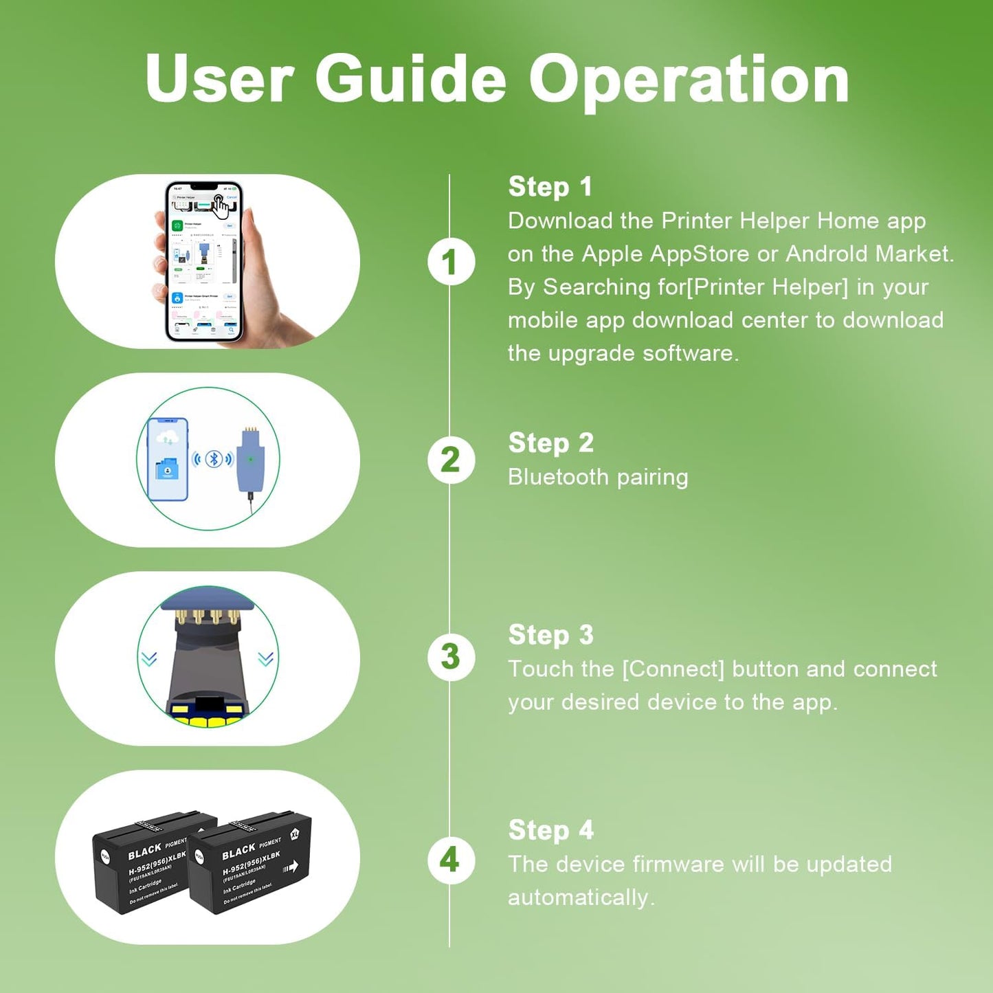 952XL Black Ink Cartridges with Upgrade Device Replacement for HP 952XL Black Ink Cartridges for HP Officejet Pro 7740 8720 8710 8210 8715 8740 8702 8730 8725 Printers (952XL BK High-Yield 2 Packs)