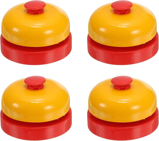 PATIKIL 4 Pcs Desk Call Bell 2.5" Dia with Metal Anti-Rust Construction Yellow/Red
