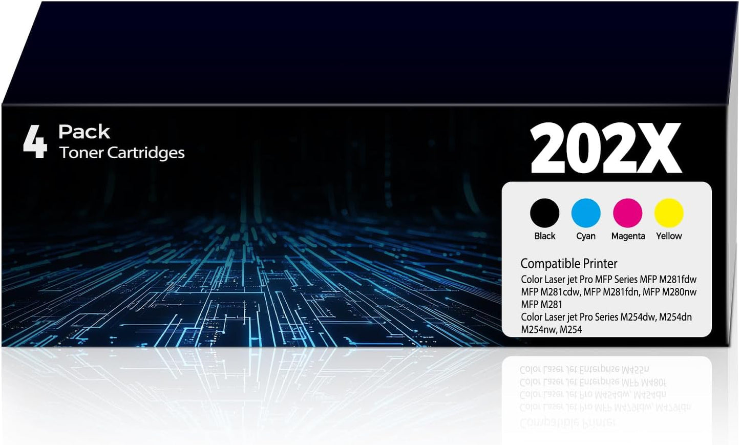 202X Toner Cartridges 4Pack Color Laser jet Pro MFP M281FDW M254DW M281CDW Compatible for HP 202X Toner Cartridges Combo Pack Compatible for Color Laser jet Pro MFP M281FDW M281CDW M281FDN M254DW M254