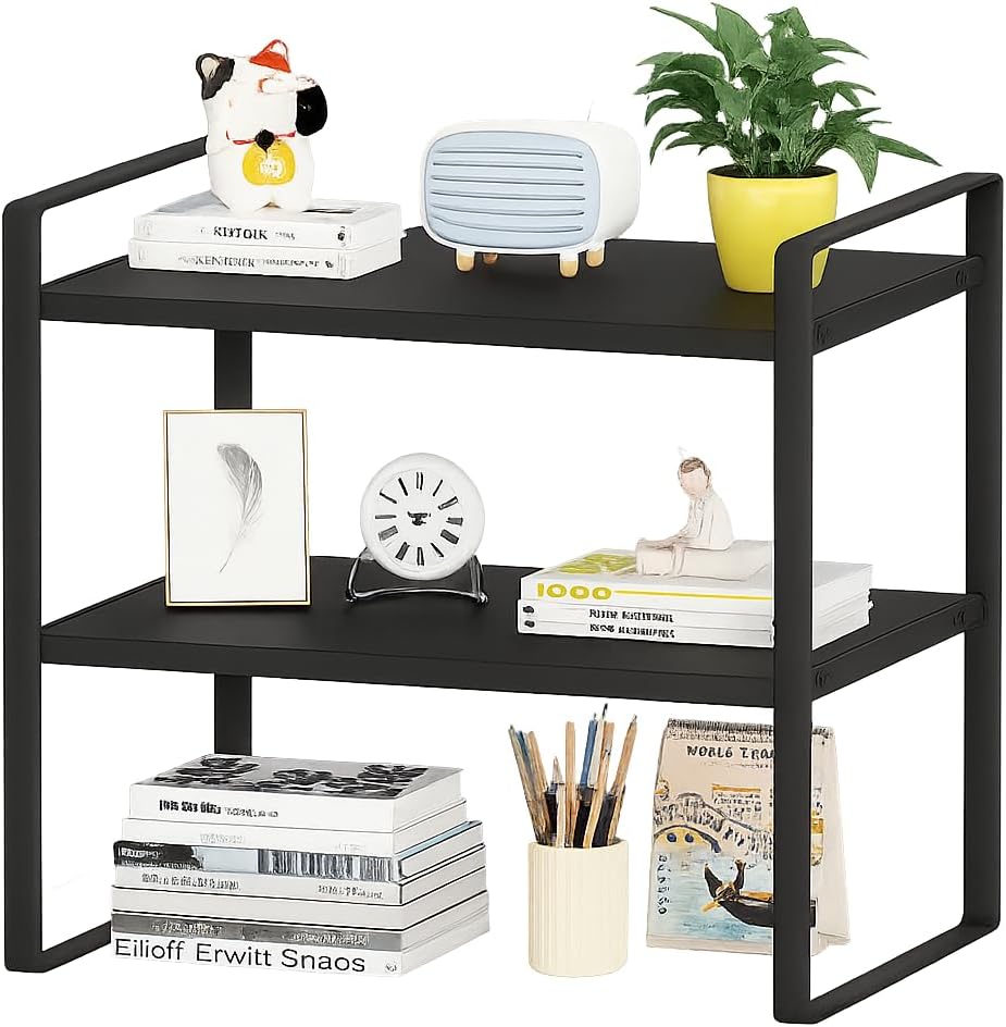 Desktop Organizer Shelf,Desktop Shelves,Office Storage Rack Computer Desk Bookshelf,2-Tier Wood Display Shelf for Office,Home,Dormitory Supplies