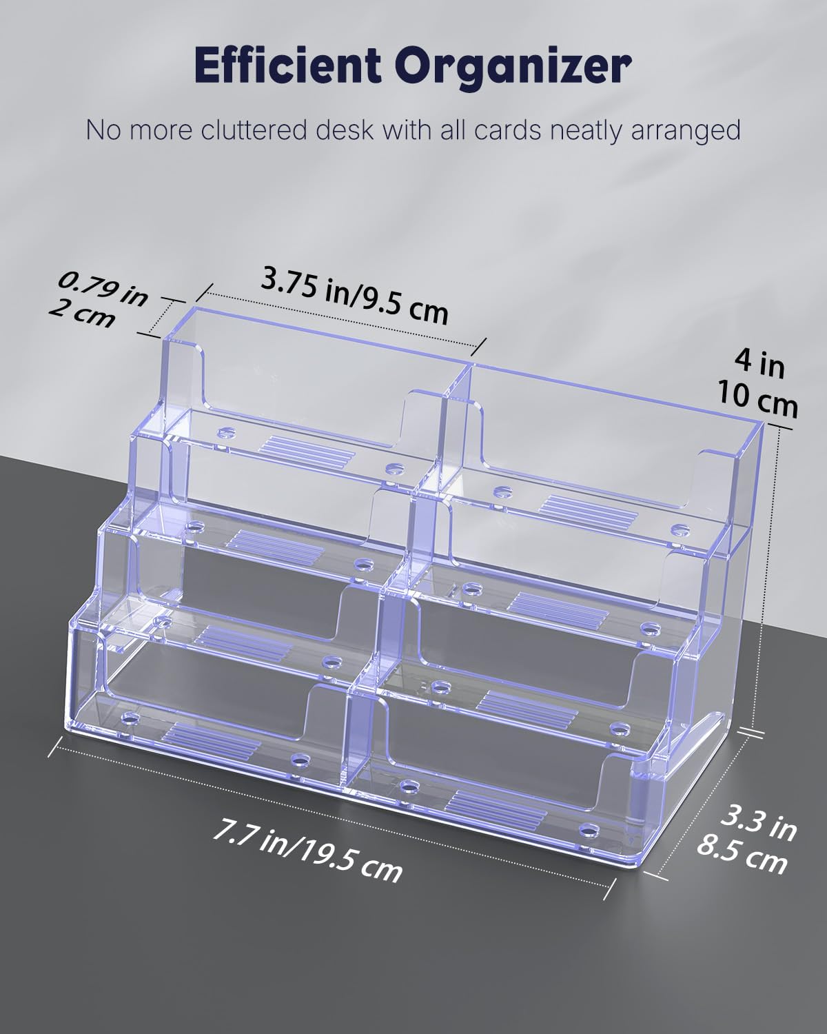Uniclife 4 Pack Acrylic Business Card Holder for Desk 8 Slots Clear Business Card Display Stand for Men & Women Desktop Business Card Organizer Card Stand for Office Home Exhibition, 480 Card Capacity
