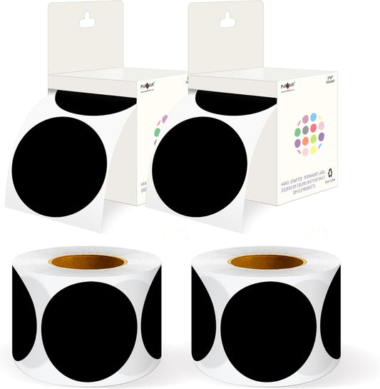 PARLAIM 3" Diameter Round Black Color Coding Sticker, 4 Rolls 2000PCS Circle Dot Label,Permanent for Inventory Box Labeling