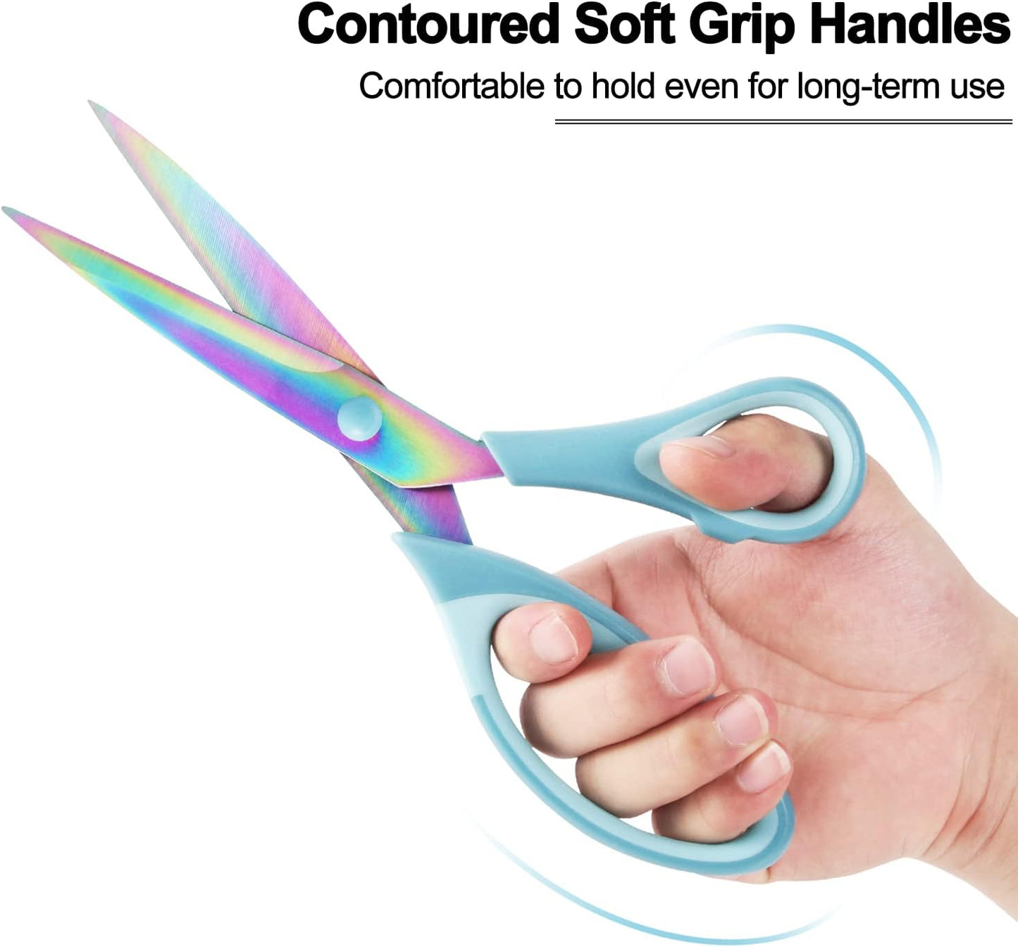 Scissors All Purpose, Sharp Titanium Blades Shears, Rubber Comfort Grip Handle, Multipurpose scissors 3 pack, Great for Office, Fabric, Craft, Sewing, Arts, School and Home Supplies, Blue