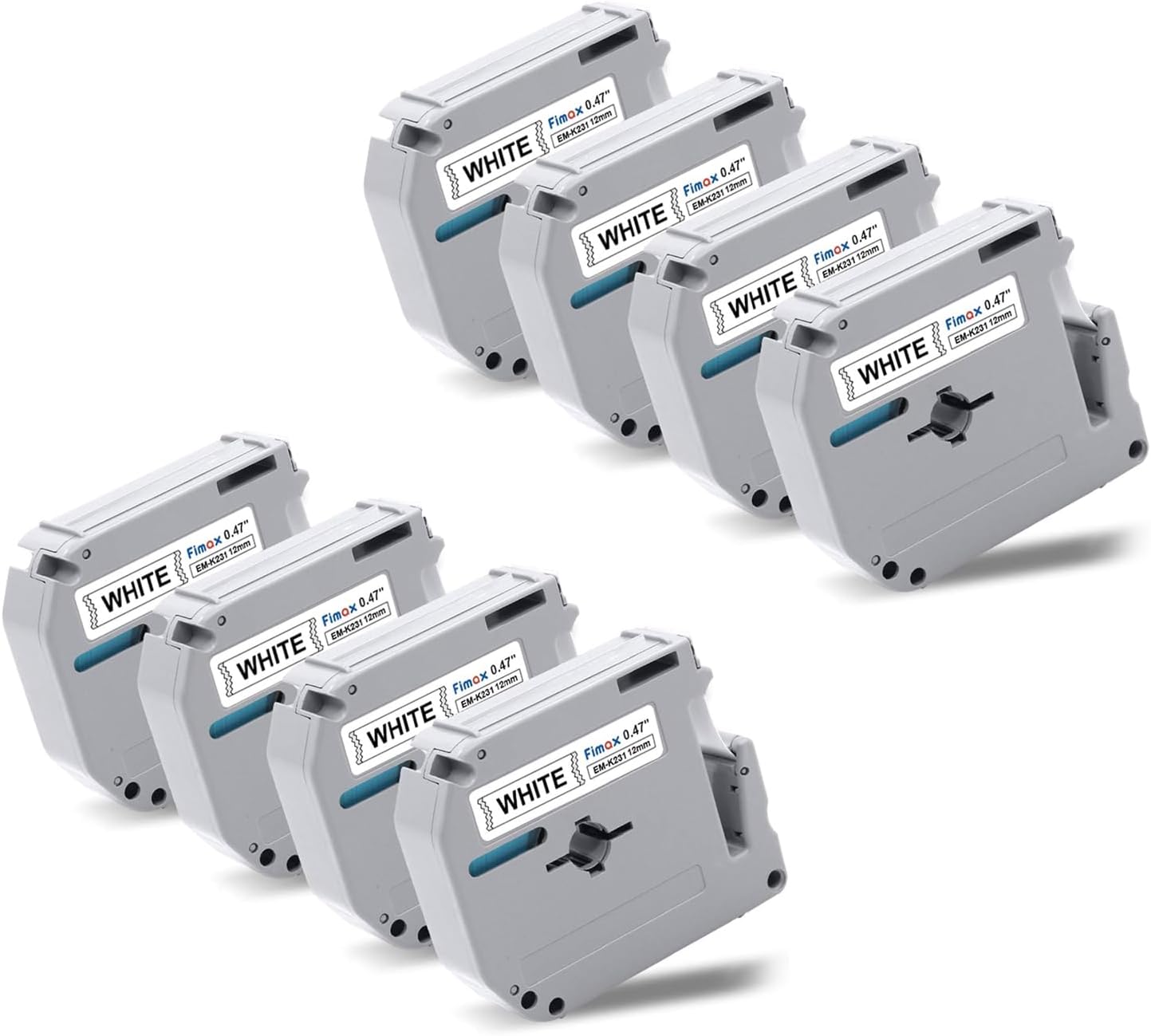 Fimax Replacement for Brother P Touch M Tape M231 MK231 MK-231 12mm 0.47 Inch to use with Brother PTouch PT-M95 PT-90 PT-70 PT-65 PT-85, Black on White, 26.2 Feet, 8-Pack