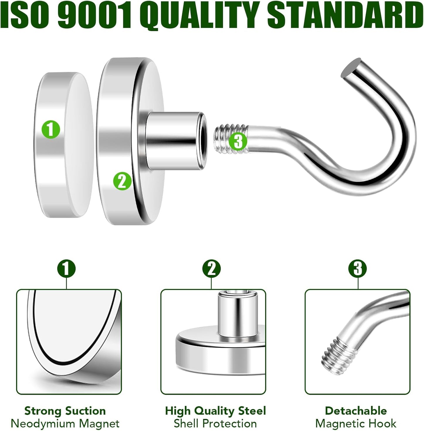 MIKEDE 20 Pack Magnetic Hooks, 110lbs Strong Magnets Hooks Heavy Duty, Extra Cruise Hook for Hanging, Industrial Metal Refrigerator Cabins, Fridge, Kitchen, Grill