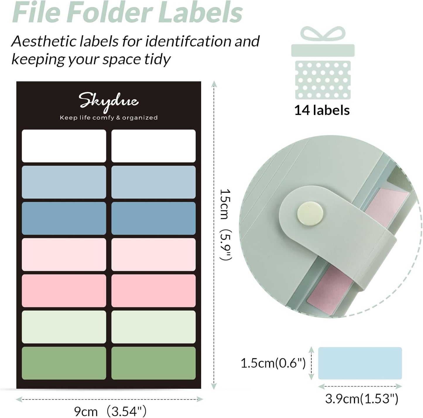 SKYDUE Expanding File Organizer with 8 Pockets, Accordion File Folders with Labels, Portable Document Paper Bill Receipt Organizer, Home College School Office Supplies, Letter Size,Light Green