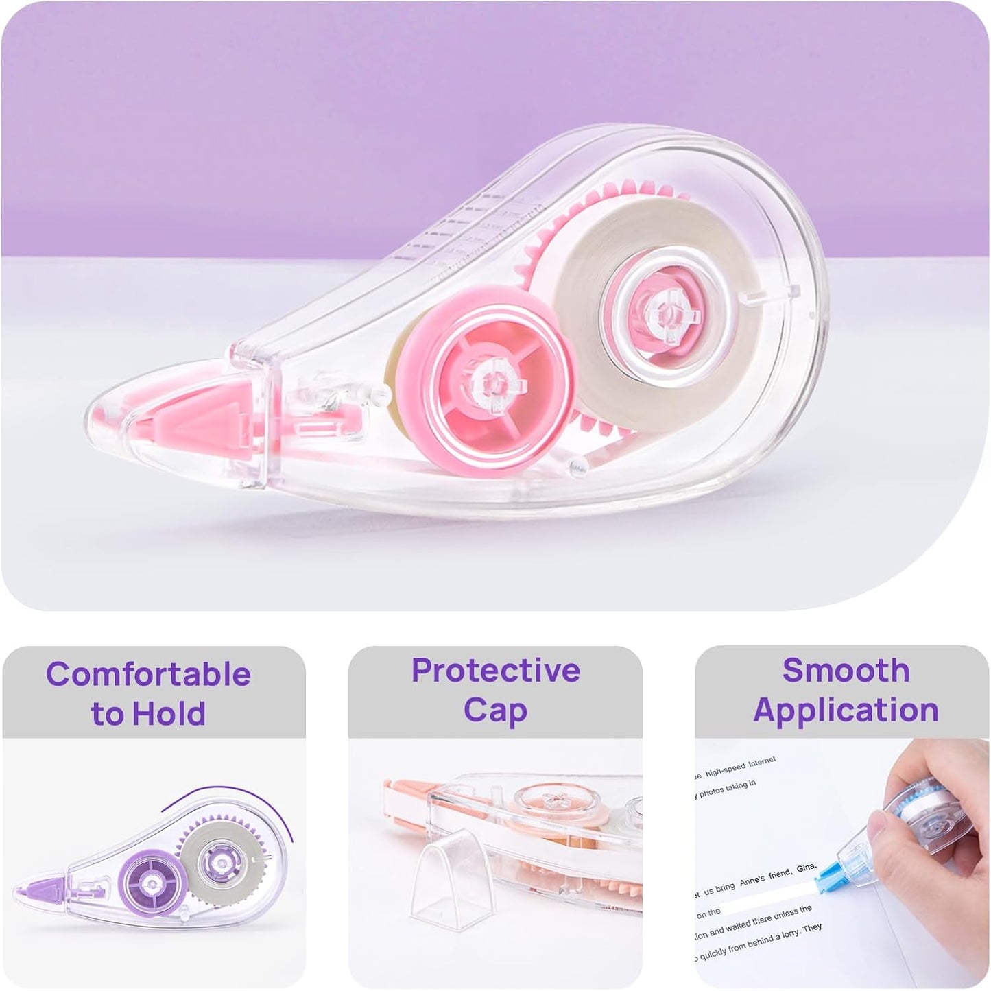 24 Pcs Colorful Core Correction Tape, 18.04 Ft White Wrong Out Tear-Resistant Bulk, Instant Corrections Easy To Use Applicator for School, Office, Note Taking, Journal (Tape Width 0.2 in)