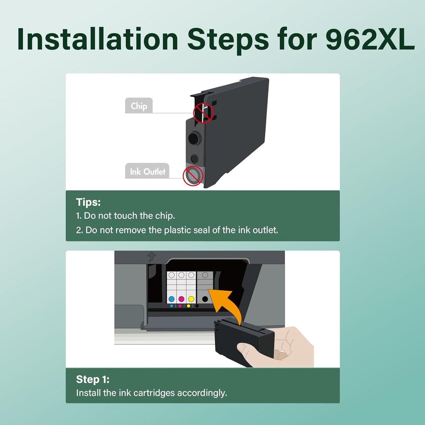 962XL 962 9015e Ink Cartridges Combo Pack: Replacement for HP 9018e Ink 962XL Black and 962 Color 962XL/962 OfficeJet Pro 9025e 9010 9015 9018 9020 9025 9010e 9012e 9020e Printer 4 Pack