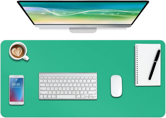 Boutilon Leather Desk Pad Protector,Non-Slip Mouse Pad,Laptop Desk Pad,Office Mouse Mat,Waterproof Leather Desk Blotter,Desk Writing Pad for Office and Home (L-Light Green,35"x 17")