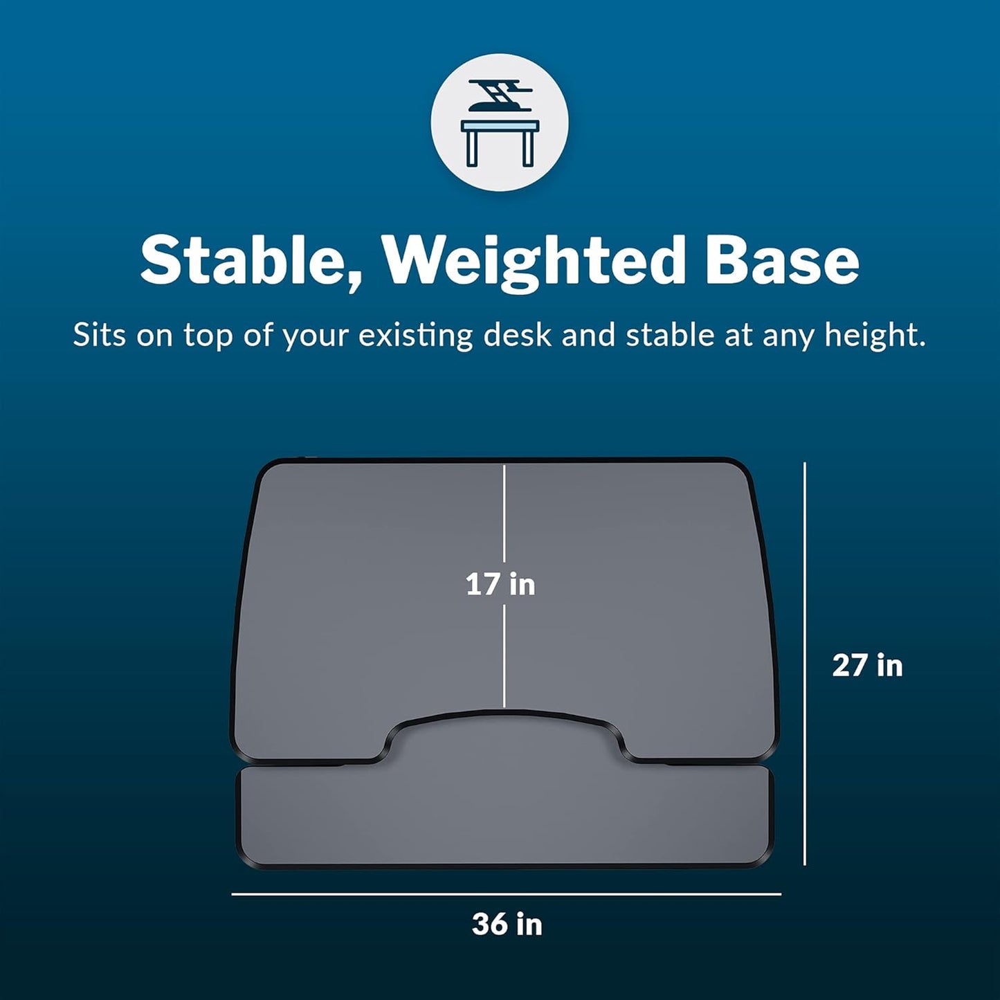 Vari - VariDesk Essential 36 - Two-Tier Standing Desk Converter for Monitor & Accessories - Height Adjustable Sit Stand Desk - Fully Assembled Monitor Riser for Home Office - 36" Wide, Black