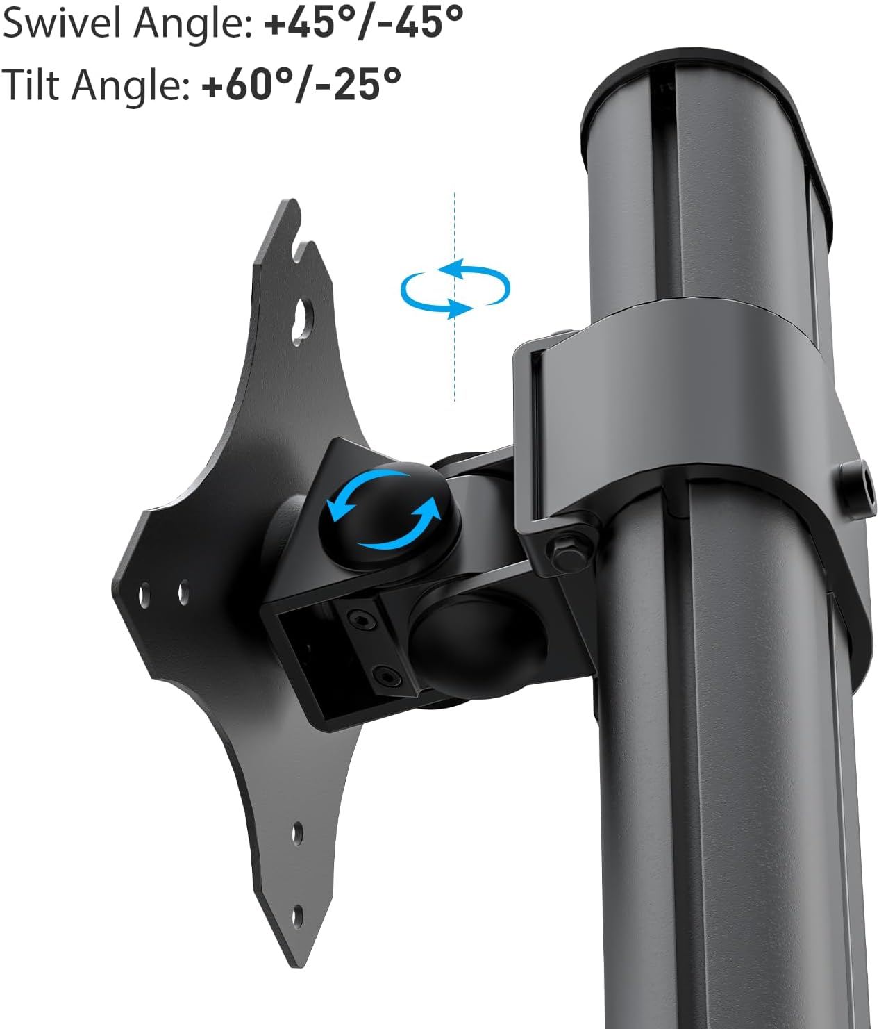 BEWISER Dual Monitor Stand Desk Mount- Vertical Heavy Duty Monitor Riser Fits Two 17 to 49 Inch Screen with Swivel, Tilt, Height Adjustable,weight capacity up to 33 lbs，BL200-B