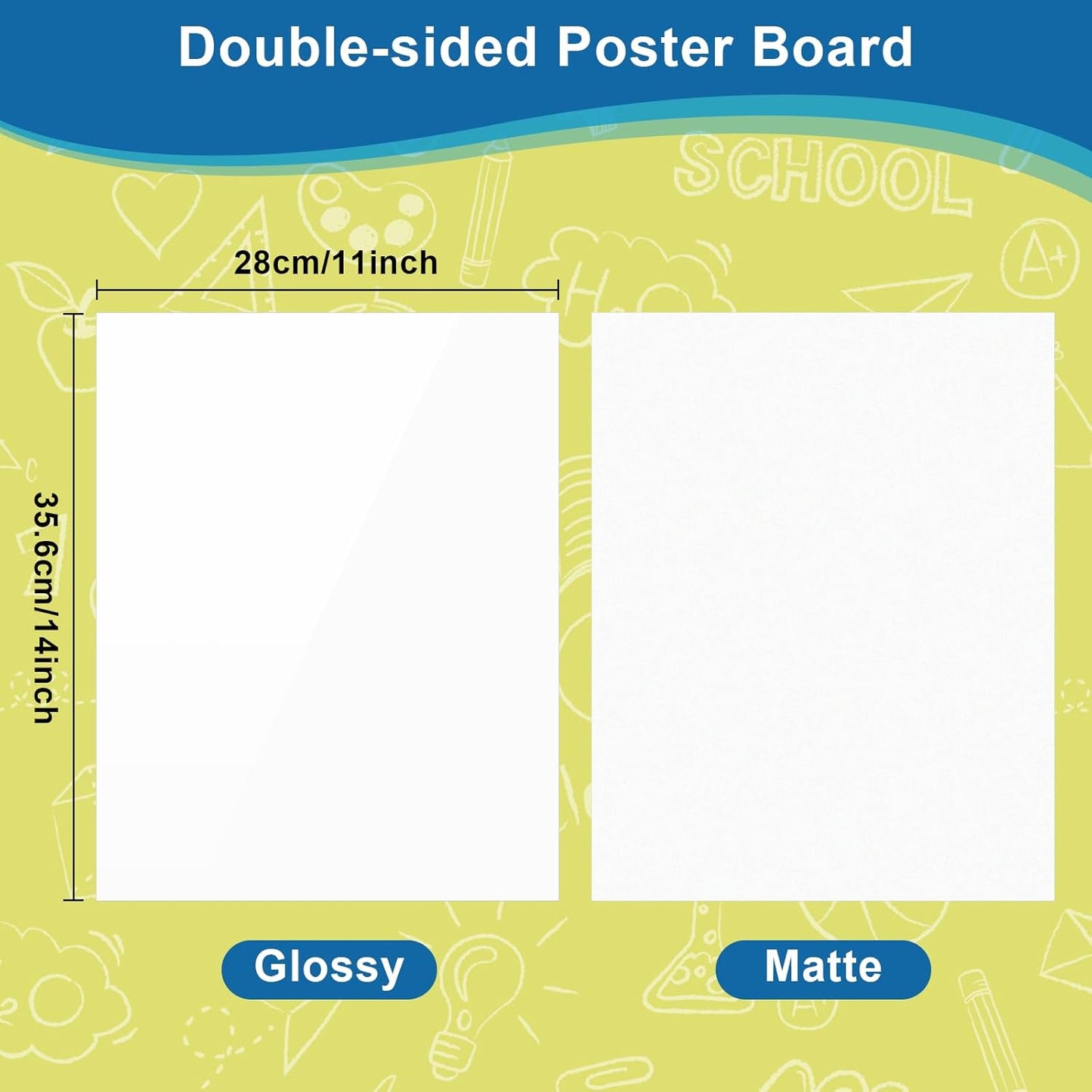 50 Pcs Poster Board 11" x 14" White Paper Bulk ROOKEA 250GSM Vision Boards Poster Paper for School Arts Craft Projects Drawing Display Office Vision Supplies