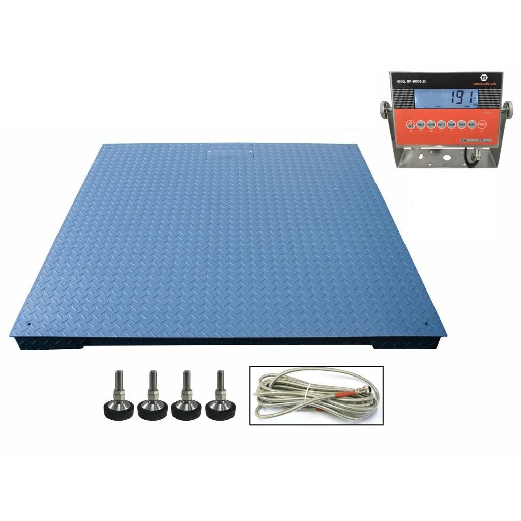 SL-4x4-Explosion Proof (Legal) Industrial 48" x 48" intrinsically Safe NTEP Floor Scale for Warehouse or Shipping Weighing (1000 lbs x 0.2 lb)