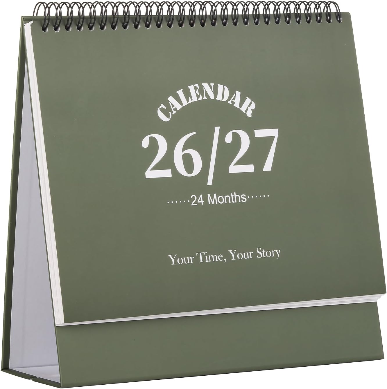 Desk Calendar 2026-2027, 2 Years Calendar Runs from Jan. 2026 until Dec 2027, Table Monthly Planner with Stickers for Home,Office,School Organization(L-Green,9.8" x 9.6")